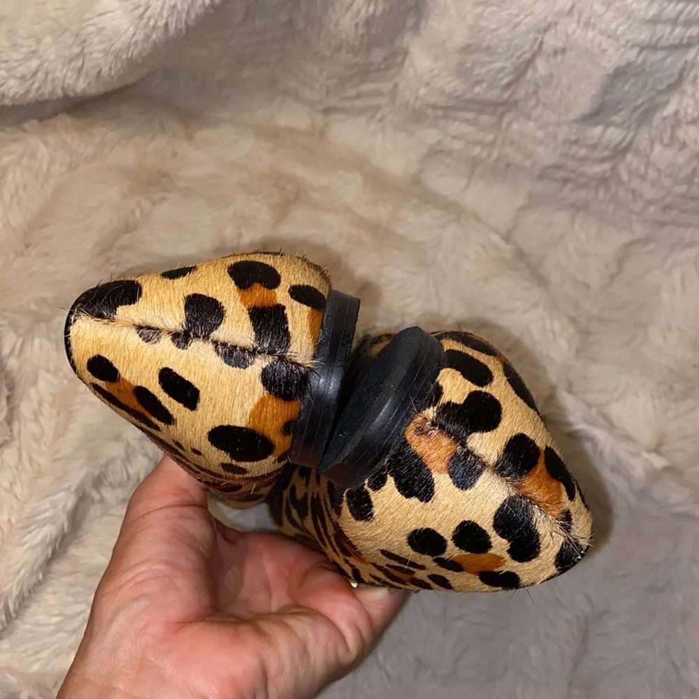 Kate Spade Leopard Cheetah Print Black Bow Calf Hair Flats Ballet Shoes